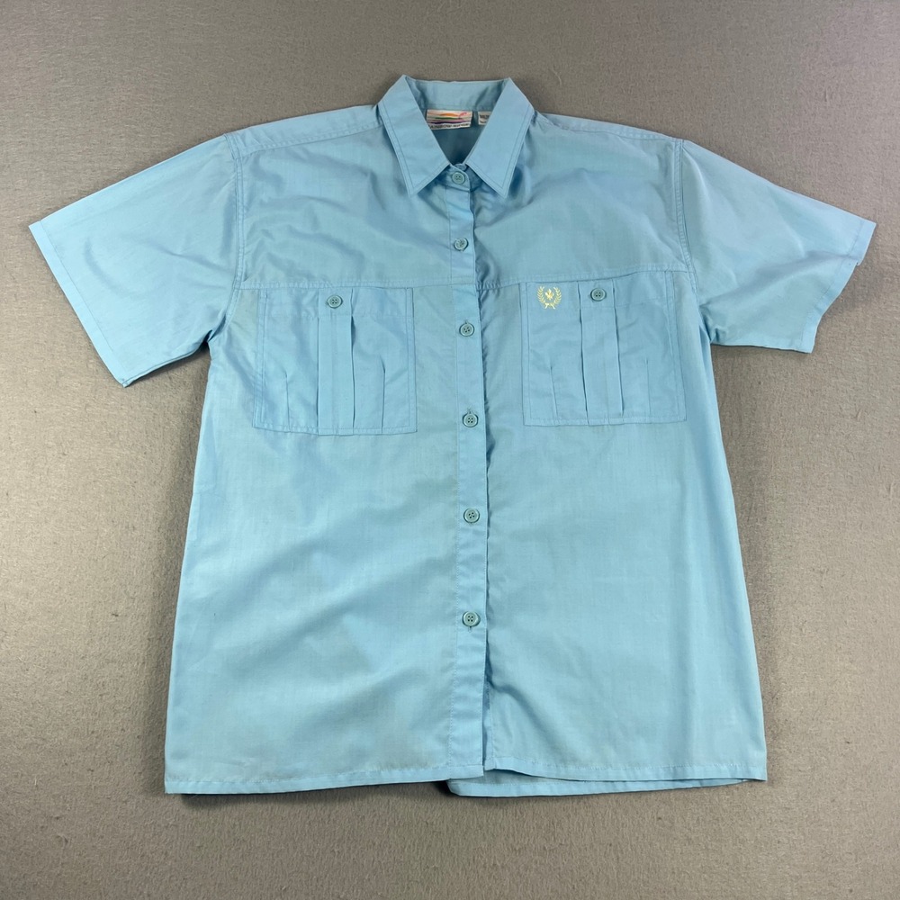 Rainbow Ridge Short Sleeve Button Up Shirt Light Blue Womens Size 10 Casual - Picture 2 of 4